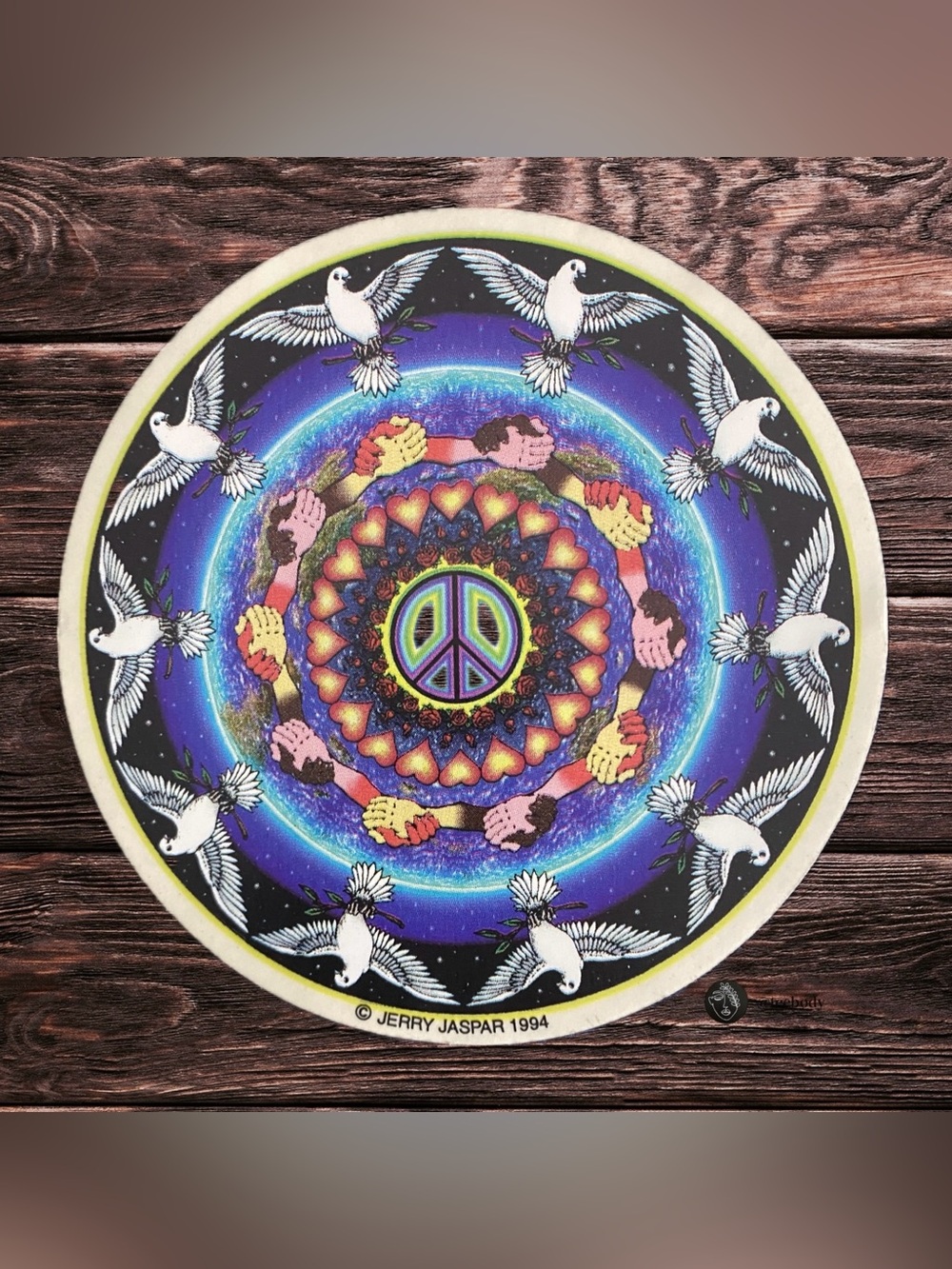 Lot of 2 Vtg Jerry Jaspar Stickers 1994 Peace Mandala & 1996 Alien NOS NWT